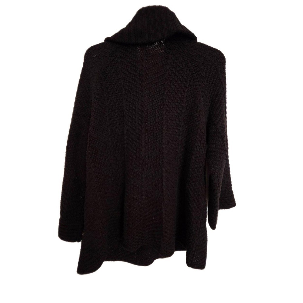 JM Collection Black Toggle Ribbed Collar Knit Open Cardigan Jacket PL - Picture 12 of 13